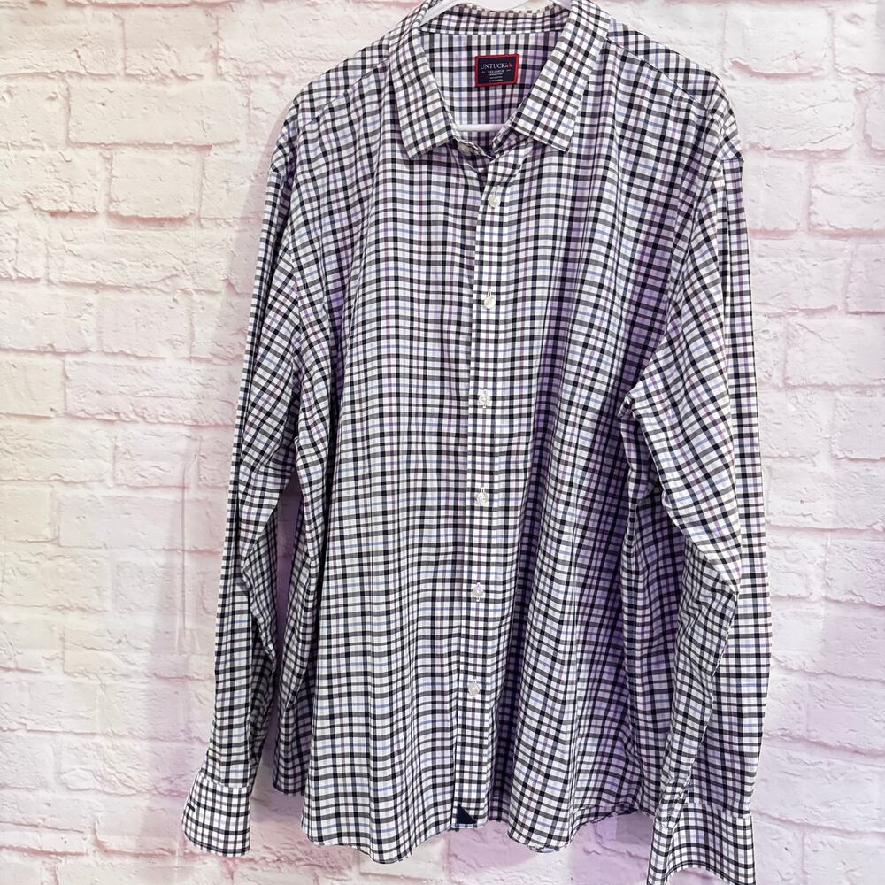 UNTUCKit Black, Blue, Purple checkered men’s 100% cotton long sleeved shirt XXXL